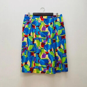 Vintage - 1980’s Ceramic Pattern Midi Silk Skirt